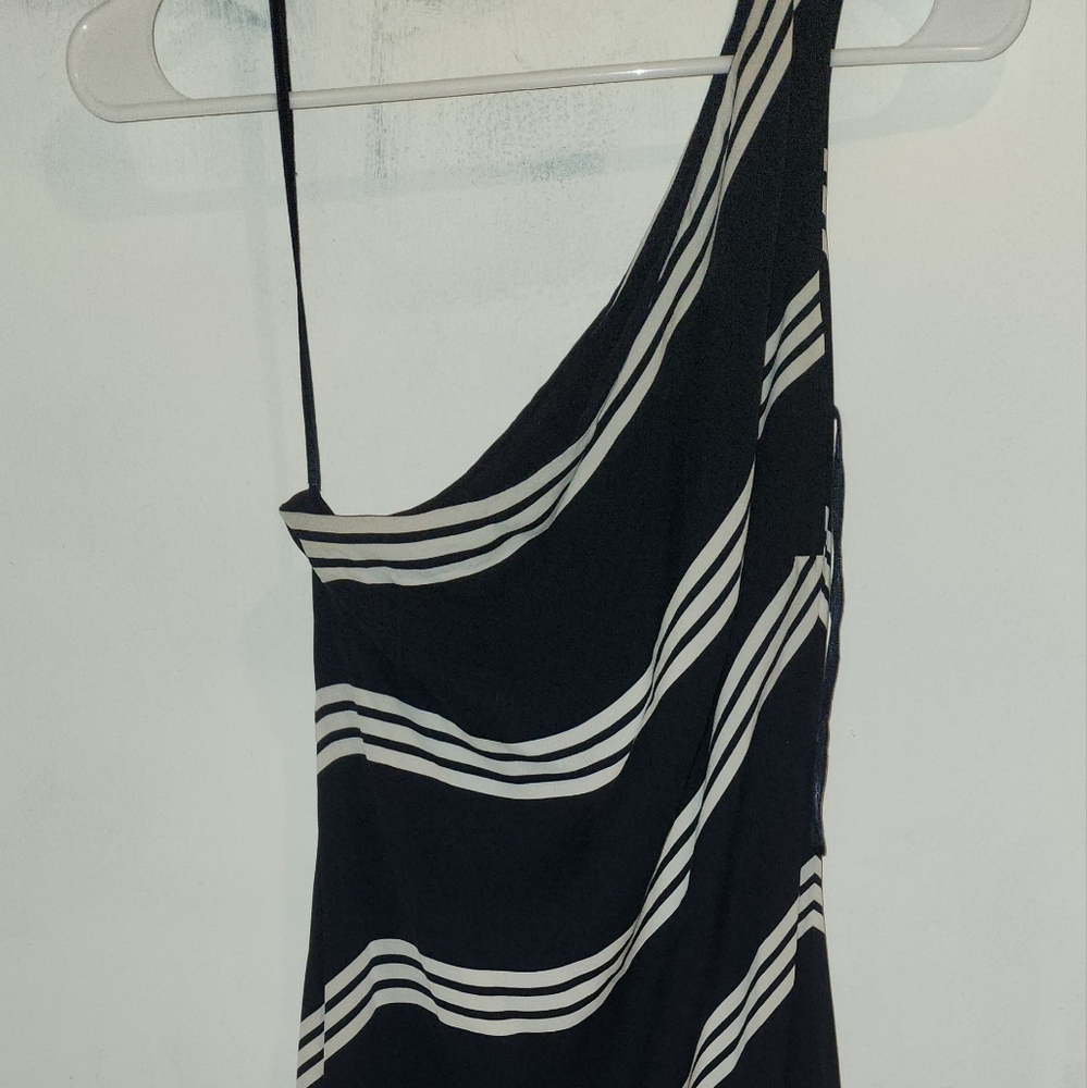 Ralph Lauren One Shoulder Maxi Dress - Silk Blue and White Size 4 - Picture 4 of 13